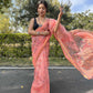 Vamsee Golden Patti Peach Organza Saree - Swadesiicart