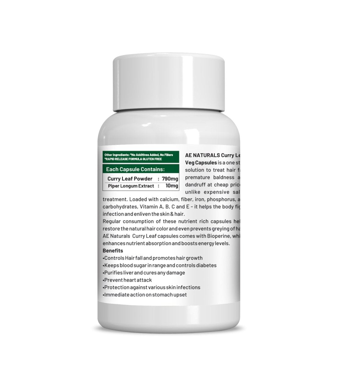 Ae Naturals Curry Leaf Capsules - Swadesiicart