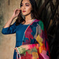 Pomcha Jaipur Lily Blue Rayon Anarkali | Swadesiicart