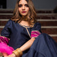 Pomcha Jaipur Royal Blue Rani Pink Cotton Silk Angrakha | Swadesiicart