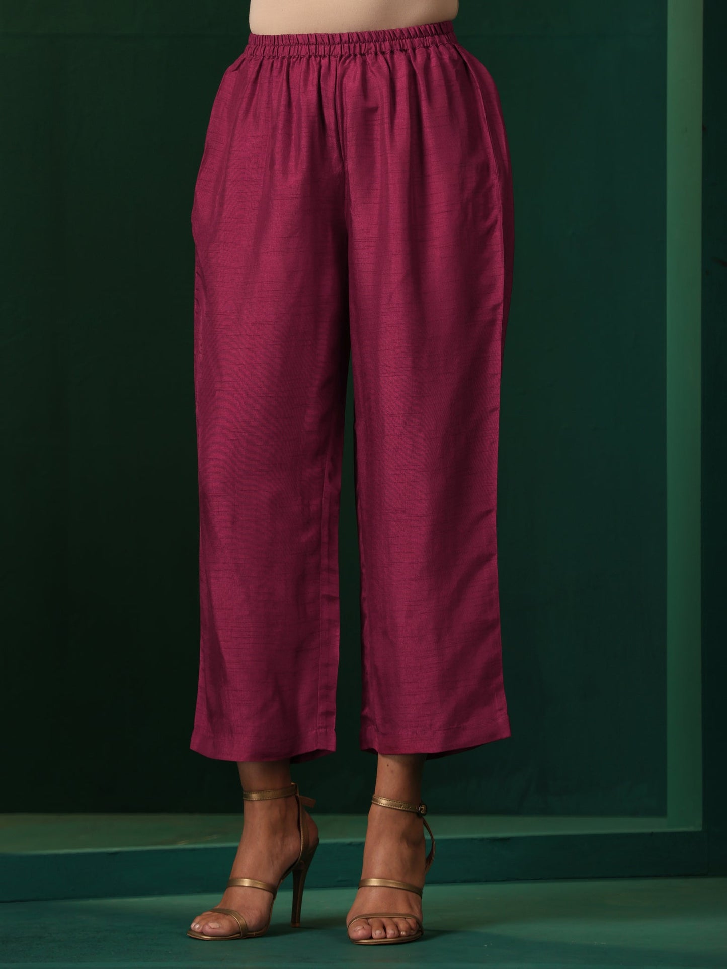trueBrowns Light Mauve Silk Front Pleat Kurta Pant Set | Swadesiicart