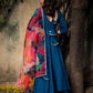 Pomcha Jaipur Lily Blue Rayon Anarkali | Swadesiicart
