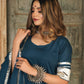 Pomcha Jaipur Berry Spary Cotton Blue Anarkali | Swadesiicart