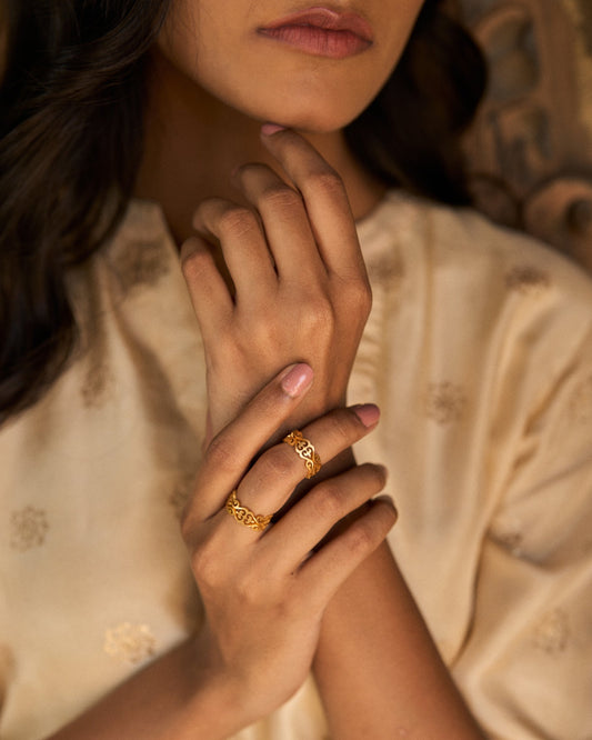 trueBrowns Gold-Polished Bel Rings | Swadesiicart