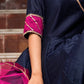 Pomcha Jaipur Royal Blue Rani Pink Cotton Silk Angrakha | Swadesiicart