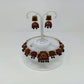 Terracotta Red and Black Choker Necklace Set Paired with Temple Earrings