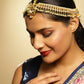 Gold-Polished Green White Kundan-Studded Beaded Matha Patti - Ruby Raang | Swadesiicart