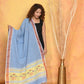 Very Much Indian Handloom Pure Cotton Paithani Dupatta - Powder Blue | Swadesiicart