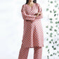 Breathables Women’S Loungewear Long Kurta Co-Ord Set Cotton Pink Indian Motif Butta Print