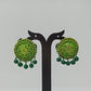 Terracotta Boho Style Studs With Dangles-Green