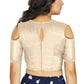 Aastha Fashion Women's Off White Art Silk Cold Shoulder Sleeve Readymade Blouse
