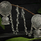 Mominos Fashion Johar Kamal Trendy Oxidized Silver Plated Bahubali Jhumkas - Swadesiicart