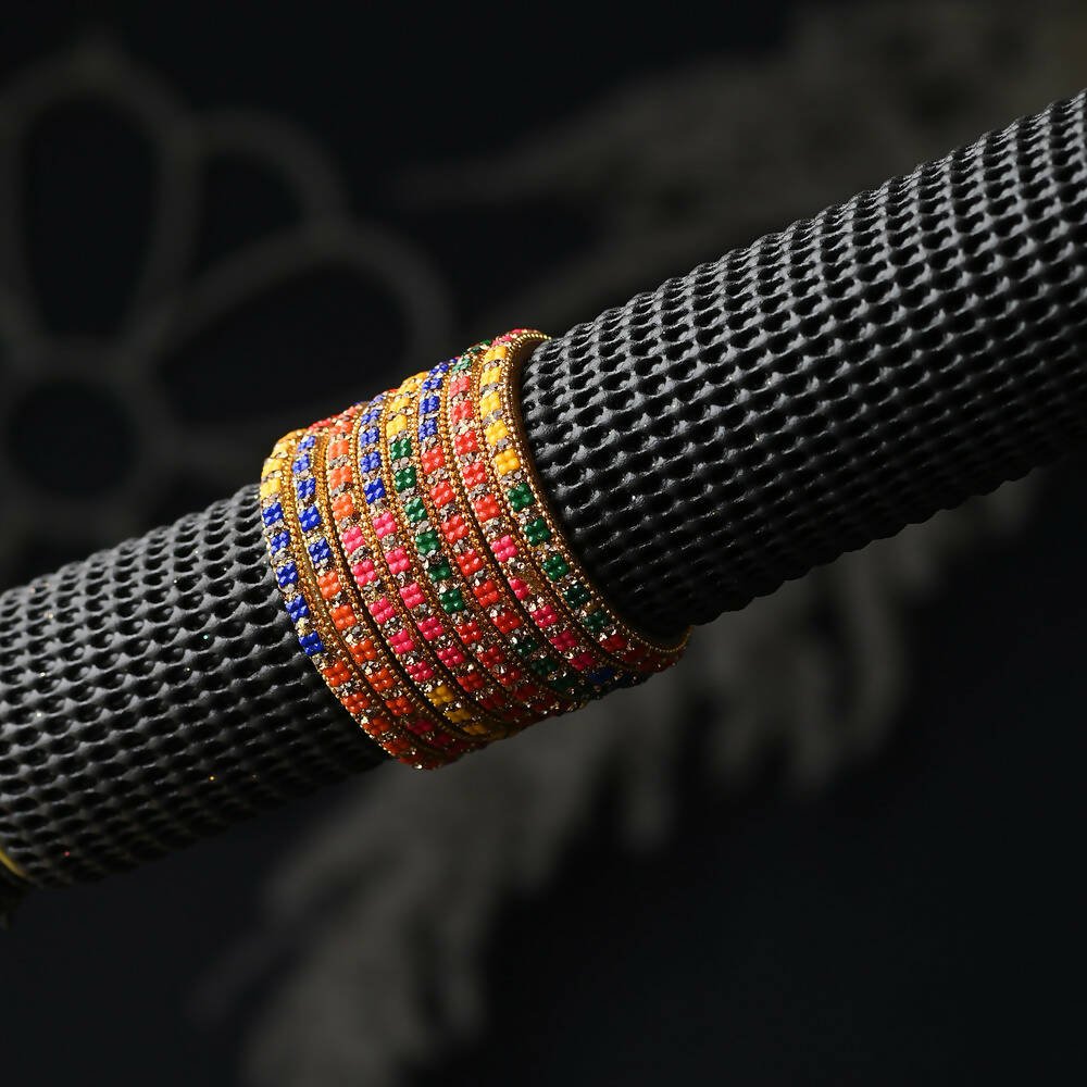 Afast Elegant Bridal & Wedding Party Fashion Bangle/Kada Set, Multi, Glass, Pack Of 8 Model No- A32 - Swadesiicart