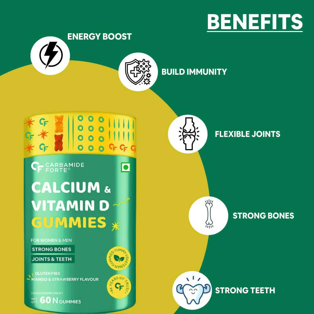 Carbamide Forte Calcium with Vitamin D Gummies for Men & Women - Swadesiicart