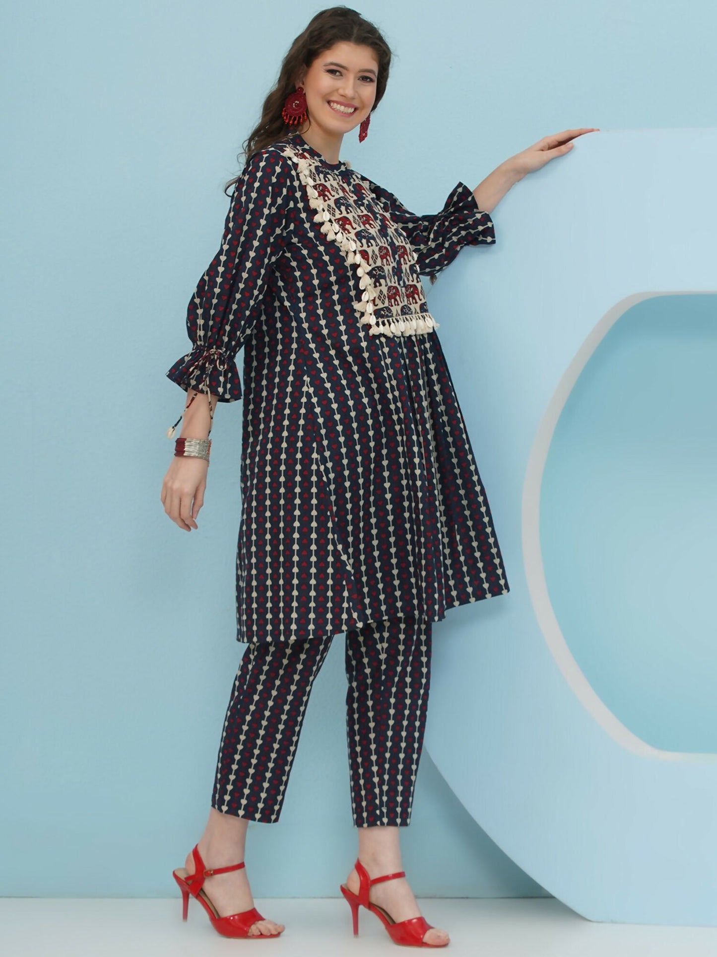 Joban Fashion Blue Printed Co Ord Set - Swadesiicart