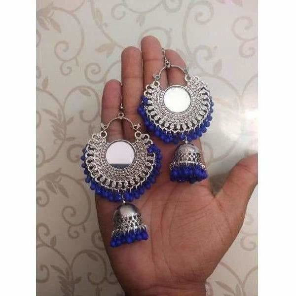 MS Fashion India Muskan Fancy Oxidized Blue Beaded Jhumka Earrings | Swadesiicart