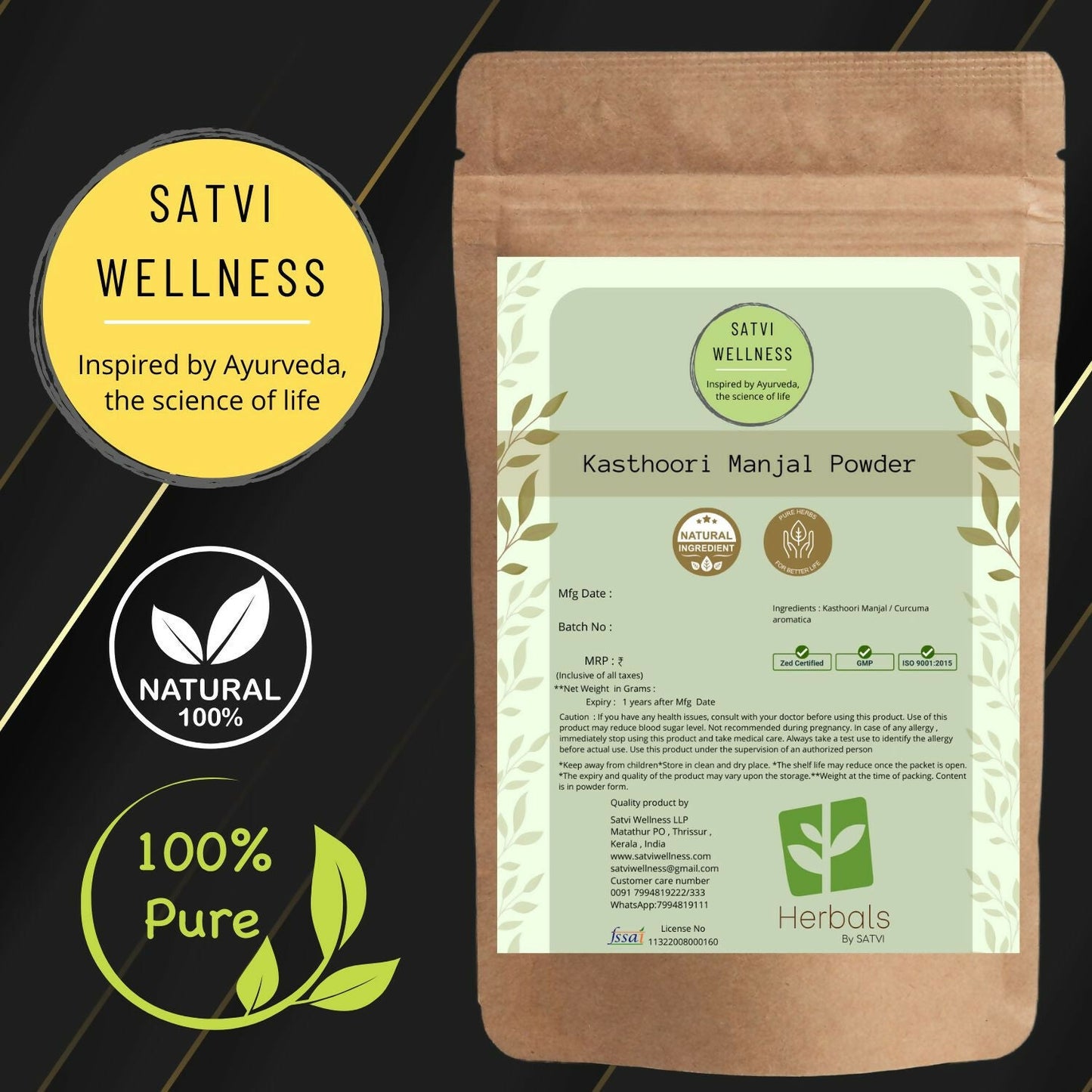 Satvi Wellness Kasthuri Manjal Powder - Swadesiicart