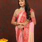 Lorenvalley Fashion Pink Cotton Woven Design with Zari Weaving Design Saree - Swadesiicart