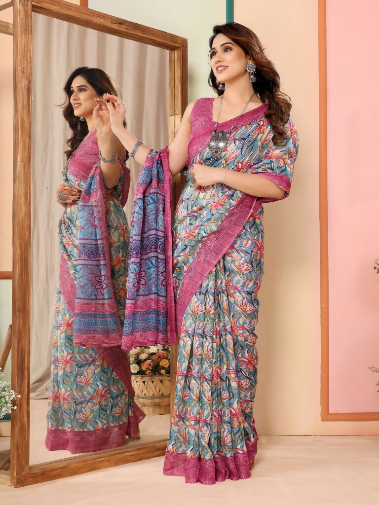 Partywear Designer Pink Kota Doriya Fancy Saree - Dyuti | Swadesiicart