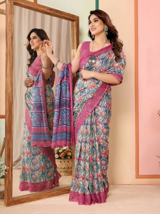 Partywear Designer Pink Kota Doriya Fancy Saree - Dyuti | Swadesiicart