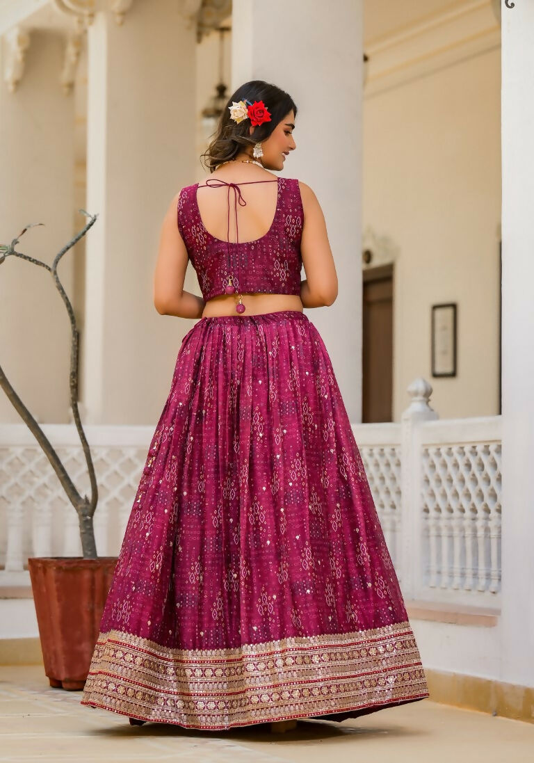 Wedding Partywear Wine Slim Georgette Lehengha Choli With Dupata - Agnidhara - Swadesiicart