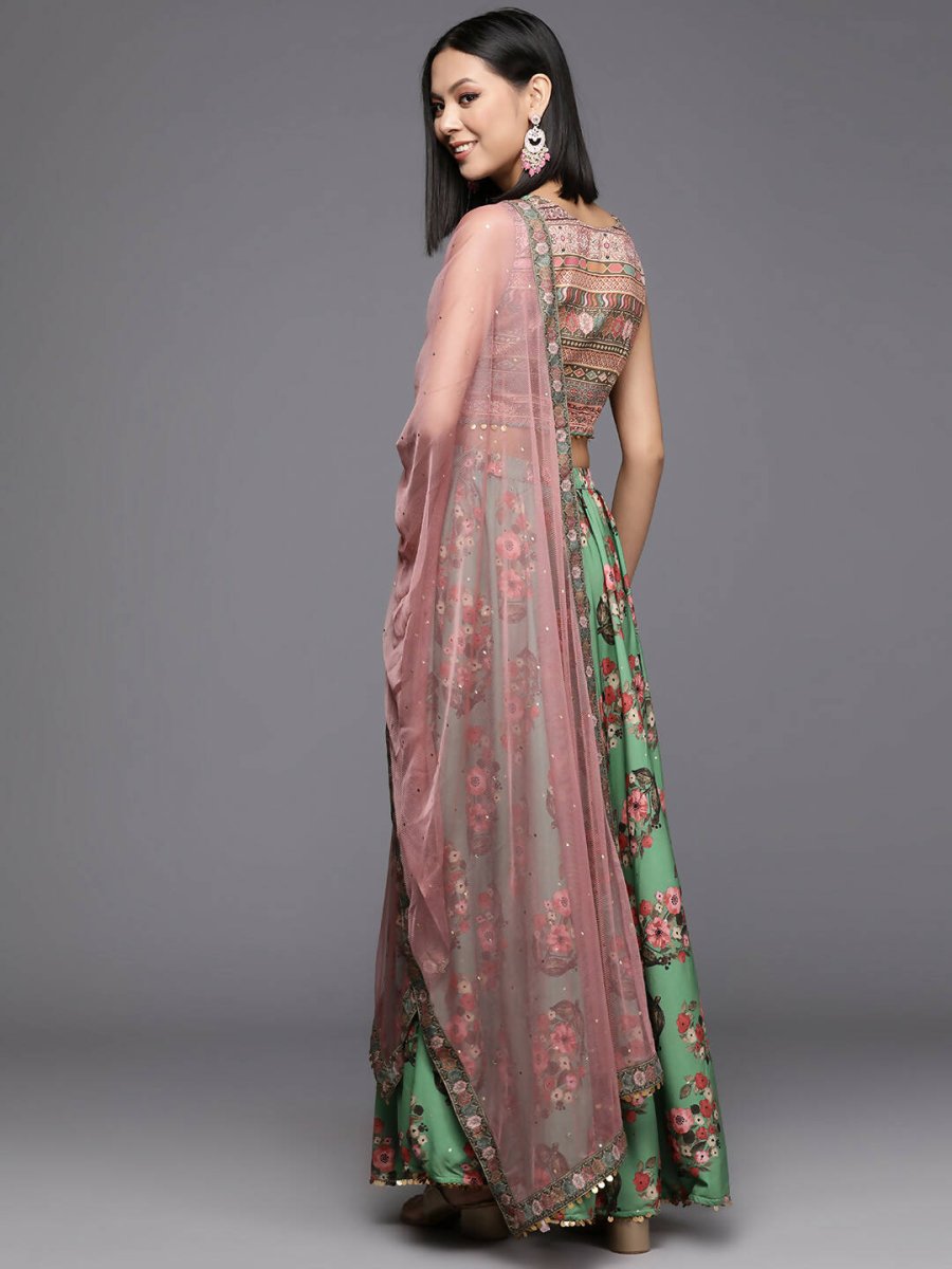 Ahalyaa Women's Traditional wear Lehenga Choli - Green | Swadesiicart