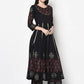 Aniyah Rayon Black Color Block Print Anarkali Palazzo Set (AN-186K)