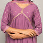 FIORRA Women's Lavender Creap A-Line Kurta Pant With Dupatta - Swadesiicart