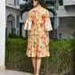 Vaasva Women's Orange Cotton Embroidered& Digital Printed Dress | Swadesiicart