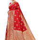 Vamika Banarasi Jacquard Weaving Red Saree (Siri Red) | Swadesiicart