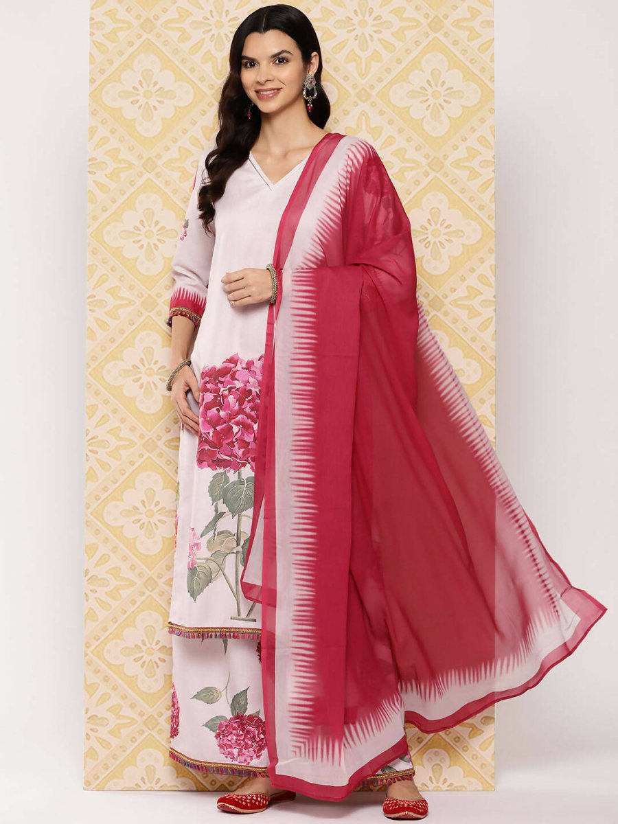 Ahalyaa Women's Traditional wear Kurta Set - Beige | Swadesiicart