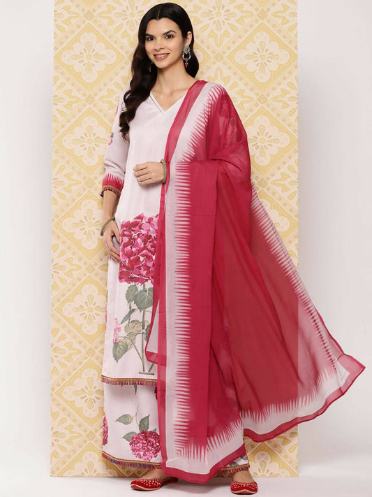 Ahalyaa Women's Traditional wear Kurta Set - Beige | Swadesiicart