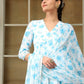 Pomcha Jaipur Blue Saadgi Blue Phool Anarkali Set | Swadesiicart