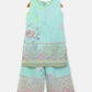 Ahalyaa Aqua Blue Crepe Printed Kids Kurta Palazzo Sets For Girls | Swadesiicart