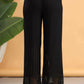 Juniper Women Black Rayon Woven Design Flared Palazzo | Swadesiicart