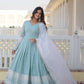 Jyoti Fashion Women's Turquoise Faux Georgette Sequins Thread Embroidery Anarkali Dress with Dupatta | Swadesiicart