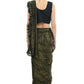 Mominos Fashion All Season Wear Olive Green And Black Ruffled Ready To Wear Saree - Swadesiicart