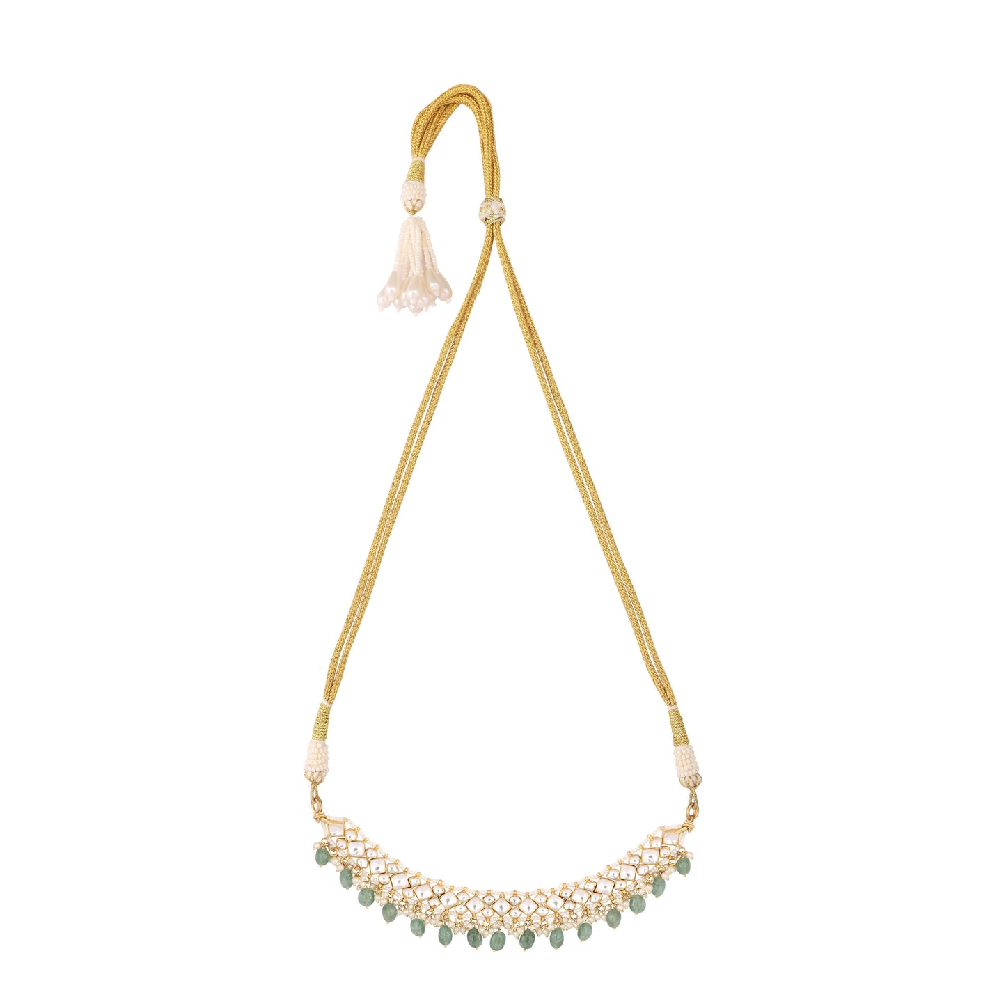 Nuyug 22K Gold Plated Royal Kundan Necklace with Green Stones | Swadesiicart