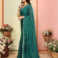 Aafreen Partywear Designer Green White Rangoli Fancy Saree