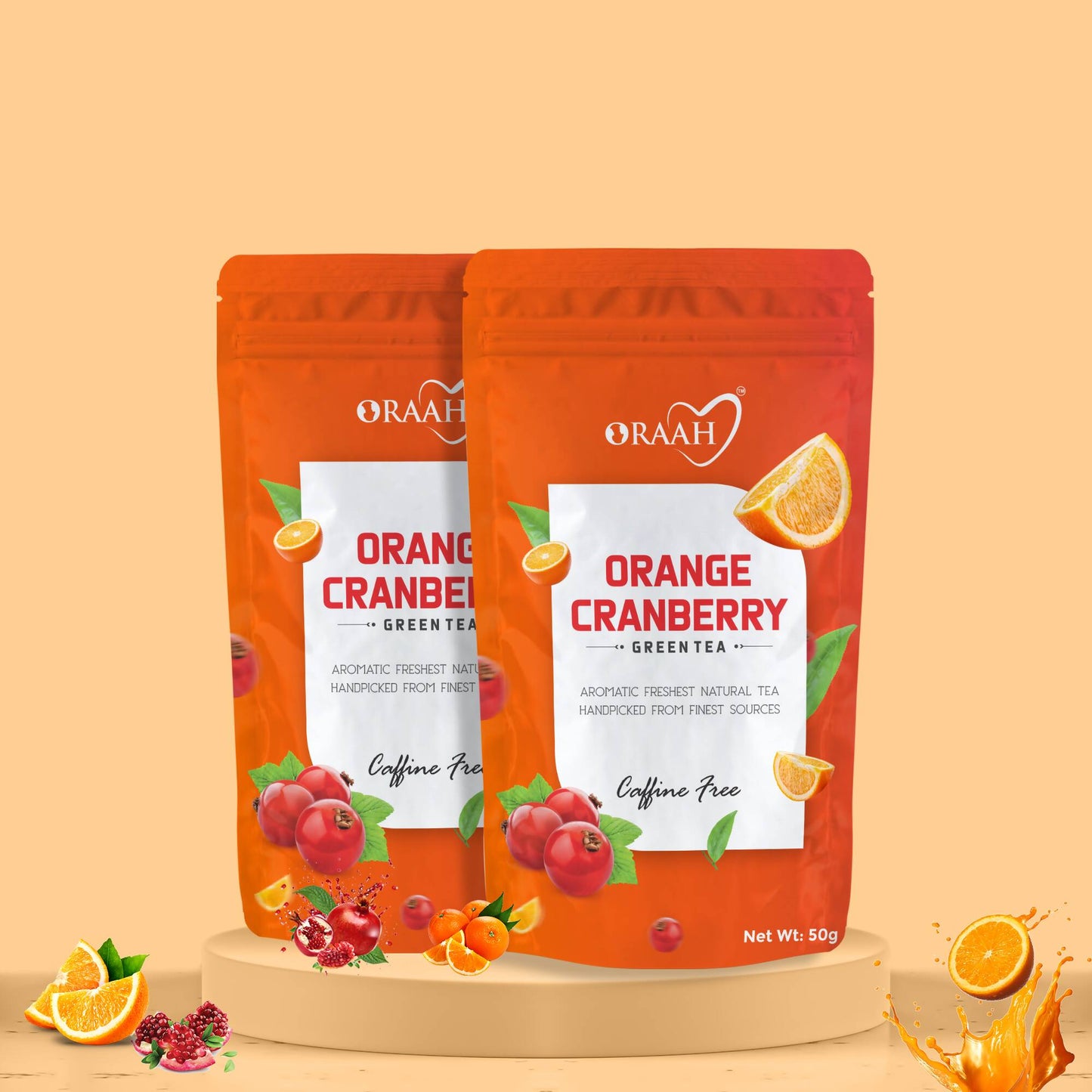 Oraah Cranberry Orange Green Tea - Swadesiicart