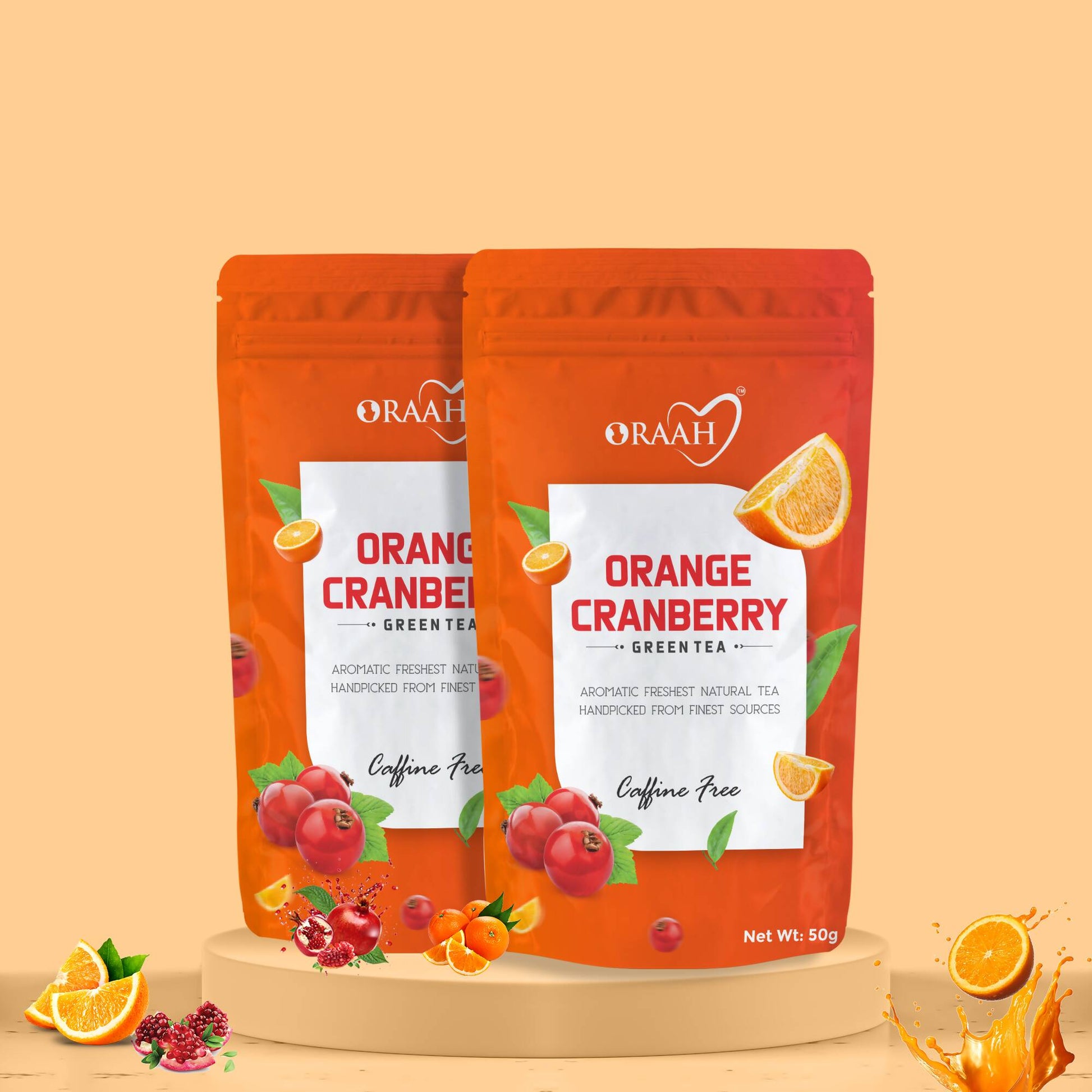 Oraah Cranberry Orange Green Tea - Swadesiicart