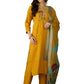The52 Mustard Women's Beautiful Rayon Fabric Embroidered Work Straight Kurta, Pant and Dupatta Set - Swadesiicart