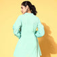 Ahalyaa Women Mint Green Pure Cotton Silver Print Tunic | Swadesiicart