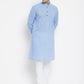 Even Apparels Blue Pure Cotton Men's Kurta With Band Collar | Swadesiicart