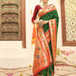 Anaita D Green Silk Saree With Blouse Piece