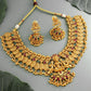 Aadita Gold-Toned Red & Green Stone-Studded Temple Jewelry Set