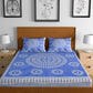 Urban Magic Blue Ethnic Motifs Printed Cotton 104 TC Queen Bedsheet With 2 Pillow Covers - Swadesiicart