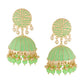 Yellow Chimes Women Green Meenakari Jhumkas Earrings - Swadesiicart