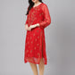 ADA Women Red & Yellow Sheer Chikankari Embroidered Straight Sustainable Handloom Kurta with Inner | Swadesiicart