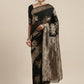 Saree Mall Black Floral Linen Blend Banarasi Saree | Swadesiicart
